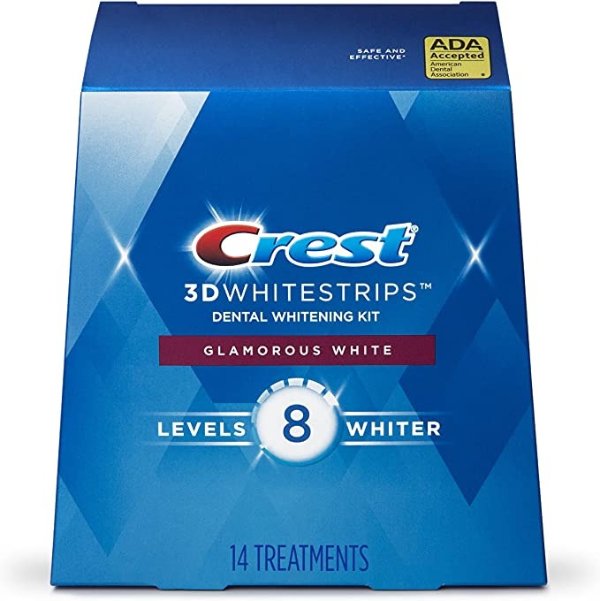 3D White Luxe Whitestrip Teeth Whitening Kit, Glamorous White, 14 Treatments