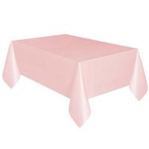 一次性塑料桌布，54'' x 108''，浅粉色