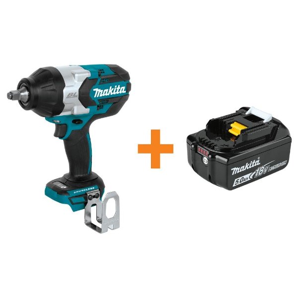 18-Volt LXT Brushless Cordless High Torque 1/2 in. Square Drive Impact Wrench with Bonus 18-Volt LXT 5.0 Ah Battery