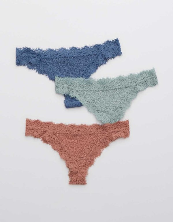 Eyelash Lace Thong Underwear 3-PackEyelash Lace Thong Underwear 3-Pack