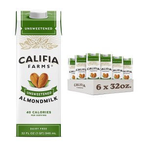 Califia Farms - Unsweetened Almond Milk, 32 Oz (Pack of 6)