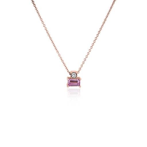 Pink Sapphire and Diamond Solitaire Pendant in 14k Rose Gold | Blue Nile