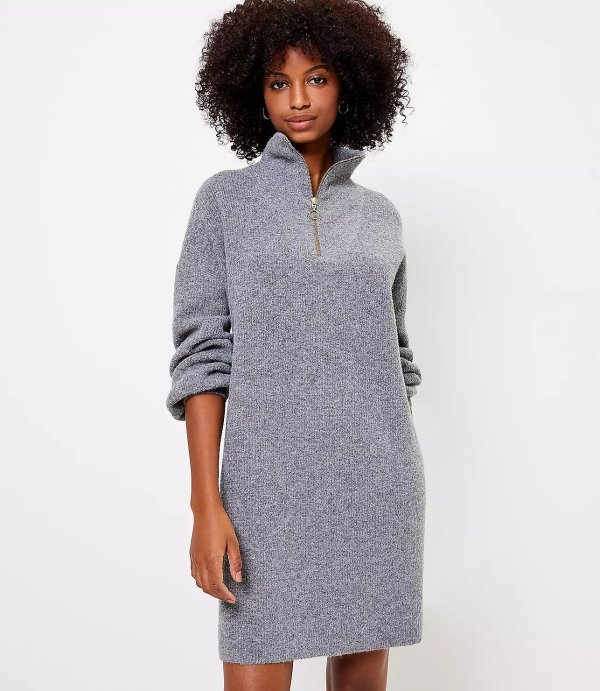 Zip Turtleneck Sweater Dress