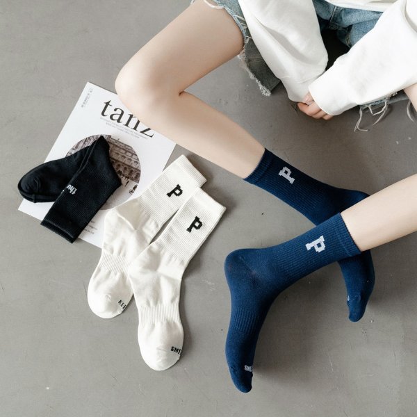 1.57US $ 5% OFF|2022 European and American High Quality Brown Letter P Socks Women Hip hop Fashion Harajuku Socks Cotton Alphabet Sports Socks| | - AliExpress