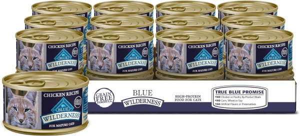 High Protein Grain Free, Natural Mature Pate Wet Cat Food, Chicken 3-oz cans (Pack of 24)