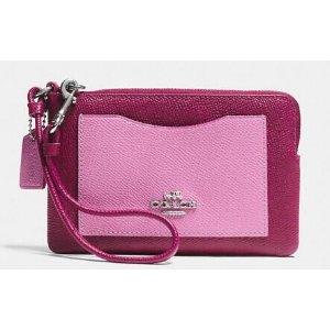 EMBOSSED small l-zip wristlet in leather @ Coach