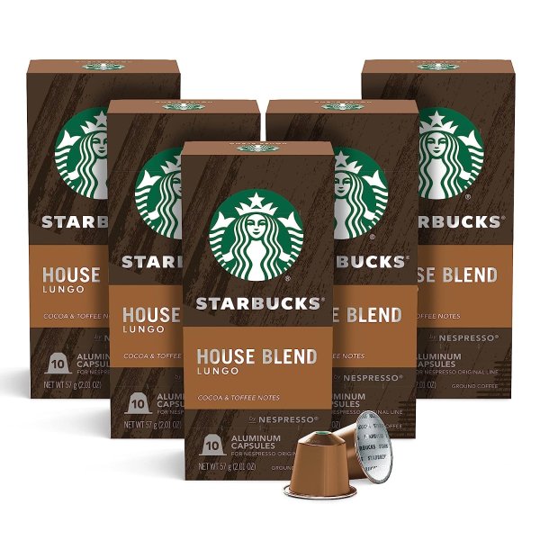 Starbucks by Nespresso, House Blend (50-count single serve capsules, compatible with Nespresso Original Line System)