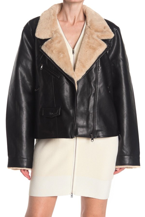 Short Faux Fur Coated Jacket(Plus Size)
