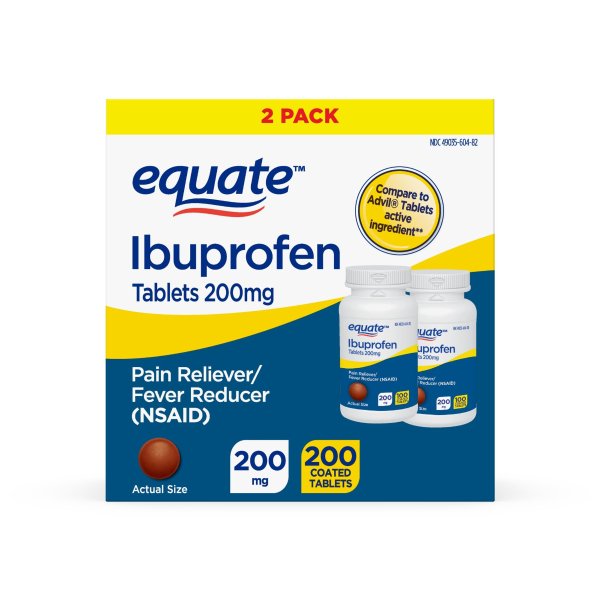 Ibuprofen Tablets 200 mg, Pain Reliever/Fever Reducer (NSAID), 200ct