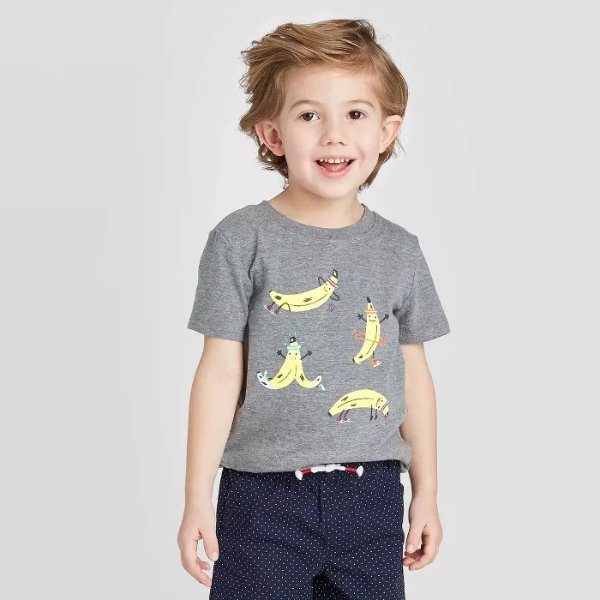 Toddler Boys' Short Sleeve Banana Jazzercise Graphic T-Shirt - Cat & Jack™ Heather Gray