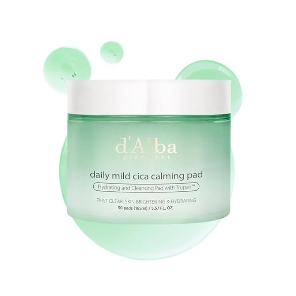 d'Alba Daily mild cica calming pad, Calming and Soothing Pads, Gentle Exfoliation
