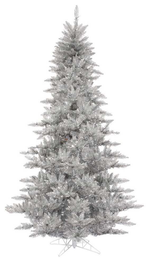 3' Fir Tree With Plastic Stand, Silver, Unlit
