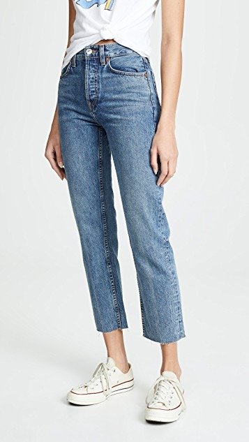 High Rise Rigid Stove Pipe Jeans