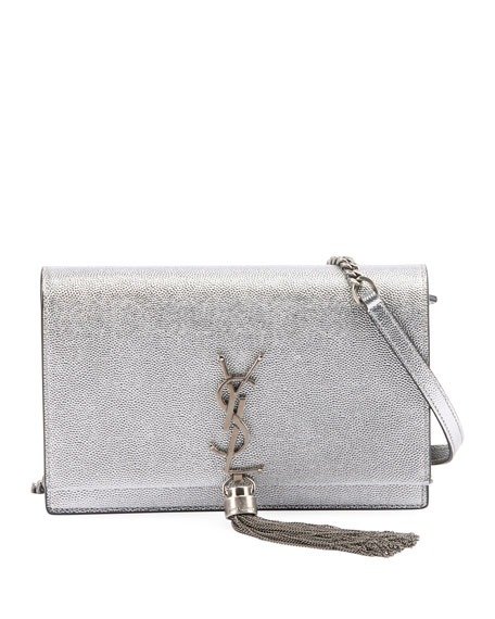 Kate Monogram YSL Small Crackled Metallic Tassel Wallet on Chain