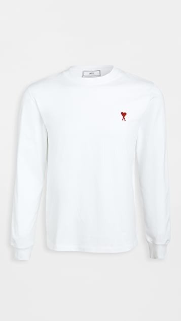 Heart Embroidered Long Sleeve T Shirt