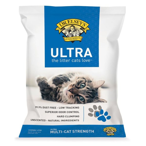 Precious Cat Ultra Cat Litter - Unscented, Clumping, Multi-Cat Strength