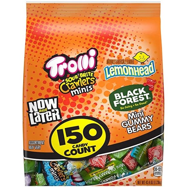 Assorted Candy Variety Bag, Trolli, Black Forest, Lemonhead, and Now & Later, 43.4 Ounce, 150 Count