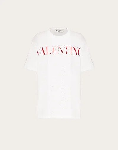 T-SHIRT IN JERSEY AND HEAVY LACE for Woman | Valentino Online Boutique