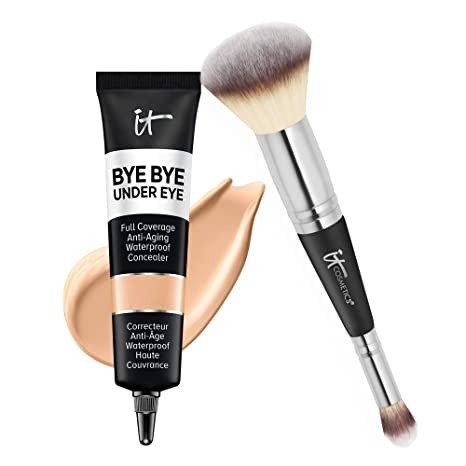 Makeup Set - Includes Supersize Bye Bye Under Eye Concealer (14.5 Light) + Heavenly Luxe Complexion Perfection Concealer Brush (1 fl oz) - with Collagen, Hyaluronic Acid & Antioxidants