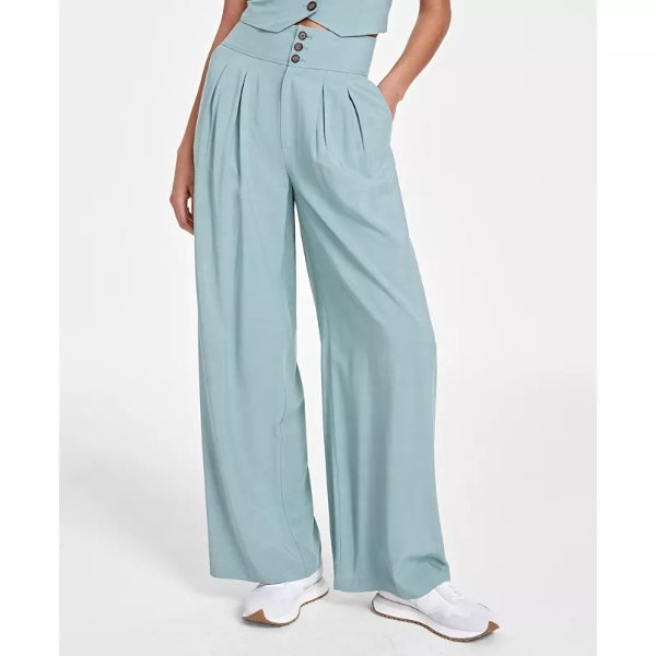 Women's Button-Front Wide-Leg Pants, Created for Macy's