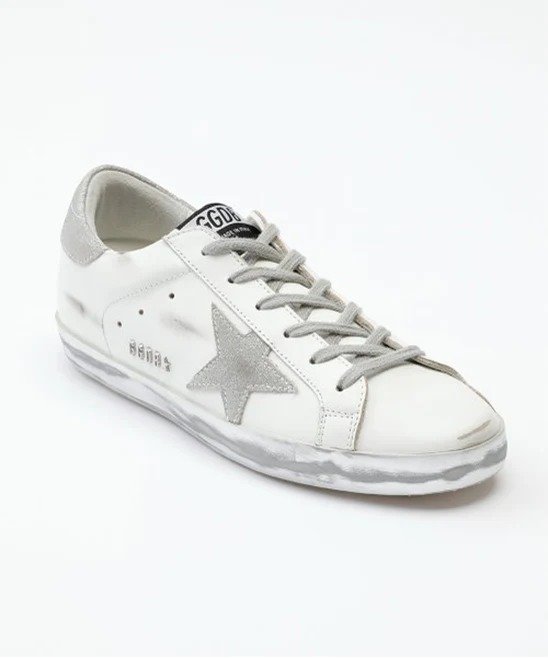 White & Silver Sparkle Superstar Leather Sneaker - Men