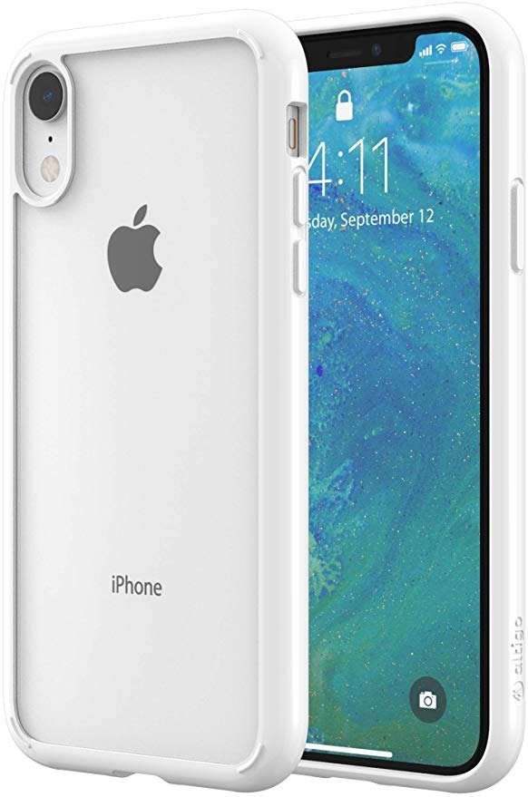 Altigo iPhone XR Case - Clear Case with Solid White Bumper