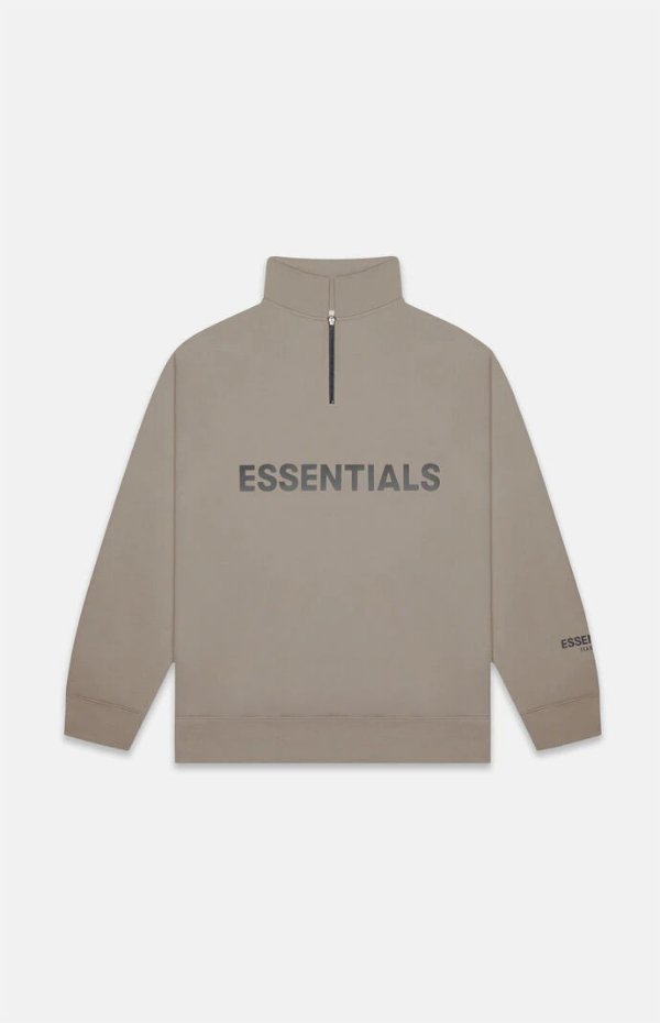 Essentials Taupe Half Zip Sweatshirt