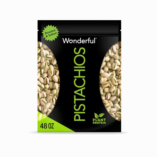 Wonderful Pistachios, In-Shell, Roasted & Salted Nuts, 48oz Resealable Bag