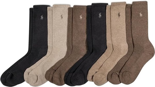 Men's Athletic Performance Cotton Crew Socks-6 Pair Pack-Breathable Mesh & Sport Moisture Wicking