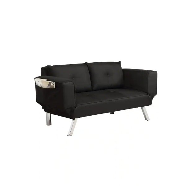 Montauk 58 in. Square Arm 3-Seater Removable Cushions Sofa in Black
