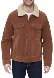 Faux Suede Trucker Jacket with Sherpa Lining and Collar