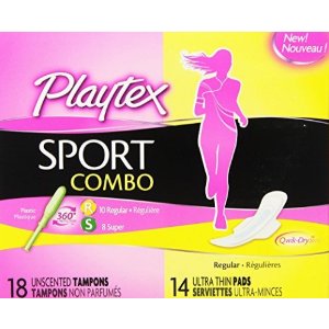 Playtex 运动卫生棉条(18个)和超薄卫生巾(14片)超值套装