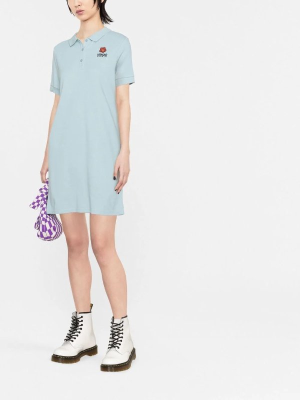 embroidered-logo jersey dress