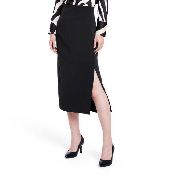Women's High-Waist Slited Pencil Skirt - Sergio Hudson x Target Black