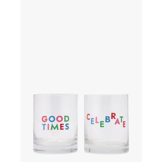 Celebrate Double Old Fashioned Glass Pair