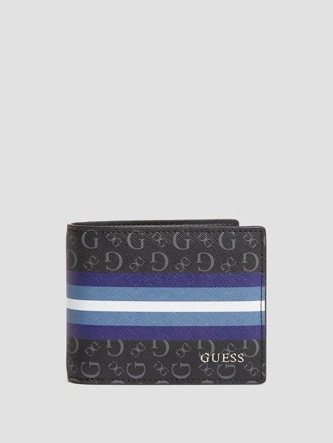 striped logo print bifold wallet