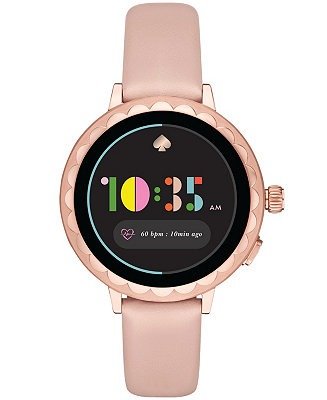 Women's Scallop Blush Leather Touchscreen Smart Watch 41mm, Powered by Wear OS by Google™