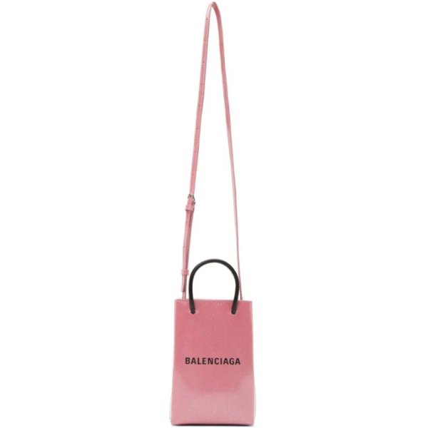 - Pink Glitter Shopping Phone Holder Bag