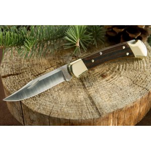 Buck Knives 110 经典折刀，附带真皮刀鞘