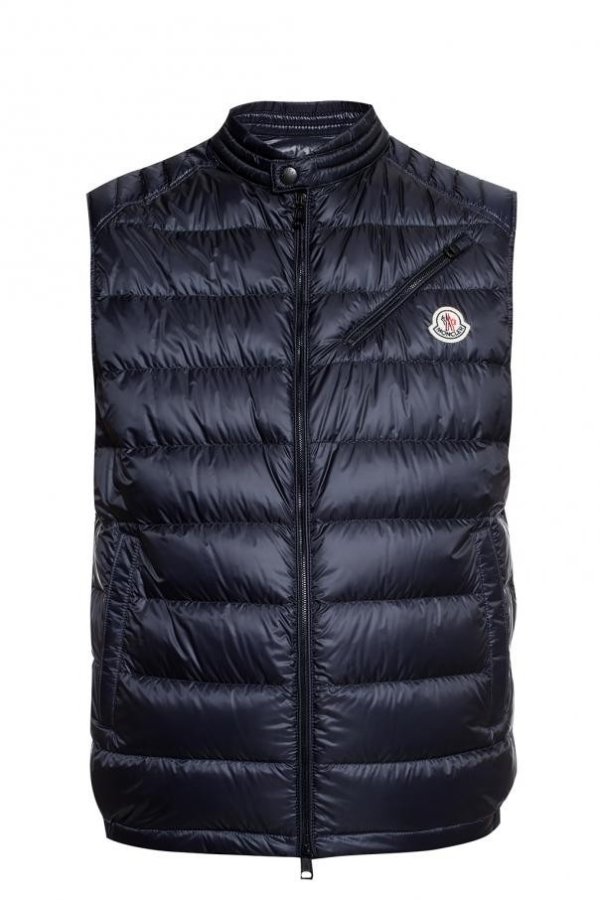 Men's Navy Arv Quilted Down Vest With Logo