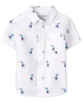 Baby And Toddler Boys Americana Short Sleeve Dino Print Poplin Button Down Shirt | The Children's Place
