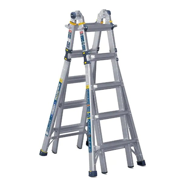 22 ft. Reach Aluminum 5-in-1 Multi-Position Pro Ladder with Powerlite Rails 375 lbs. Load Capacity Type IAA Duty Rating