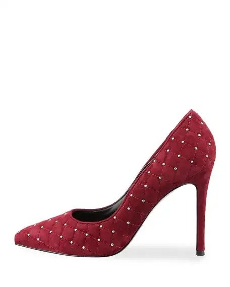 Castle Studded Quilted Suede Pumps