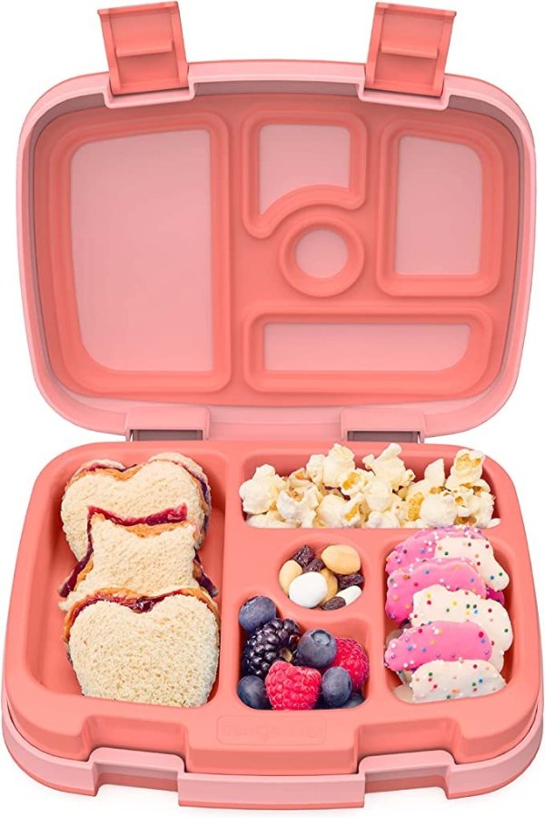 ® Kids Leak-Proof, 5-Compartment Bento-Style Kids Lunch Box - Ideal Portion Sizes for Ages 3 to 7, BPA-Free, Dishwasher Safe, Food-Safe Materials (Coral)