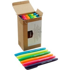 AmazonBasics Chisel Tip, Fluorescent Ink Highlighters, Assorted Colors - Pack of 24