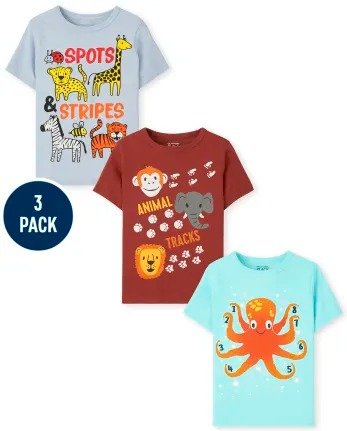 Toddler Boys Short Sleeve Animal Graphic Tee 3-Pack | The Children's Place - MULTI CLR