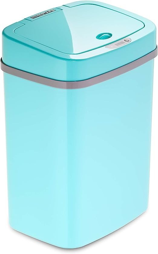 3 Gal, Teal Blue DZT-12-5TB Bedroom or Bathroom Automatic Touchless Infrared Motion Sensor Trash Can, 12 L, ABS Plastic (Rectangular, Trashcan