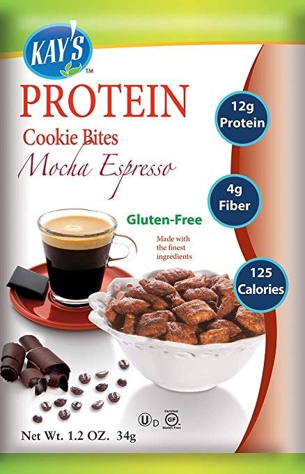 Kay's Naturals Protein Cookie Bites, Mocha Espresso, Gluten-Free, Low Carbs, Low Fat, Diabetes Friendly, All Natural Flavorings, 1.2 Ounce (Pack of 6)