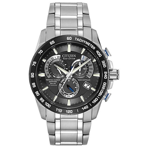 Men's Eco-Drive Titanium Perpetual Chrono Atomic Timekeeping Watch with Date, AT4010-50E