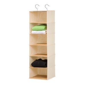 Can-Do 6-Shelf Hanging Closet Organizer, Bamboo/Canvas SFT-01003